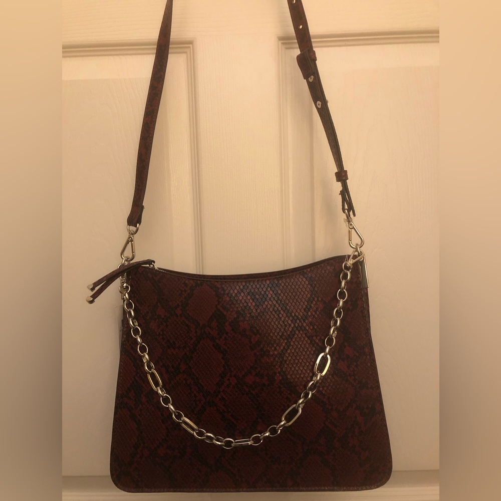 Wine faux snake handbag